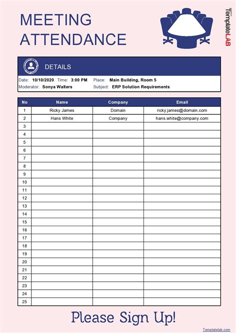 Downloadable Free Printable Sign In Sheet To Make Things Easier For