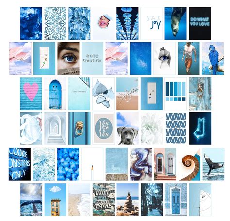 Buy Blue Wall Collage Kit Aesthetic Pictures Blue Aesthetic Pictures