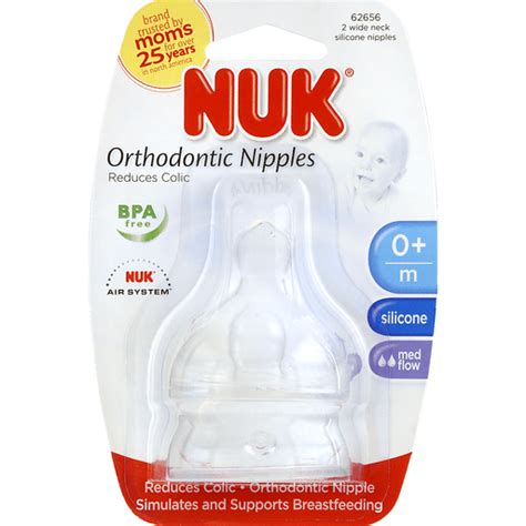 Nuk 0 Months Orthodontic Medium Flow Silicone Nipples Bottles And Cups Edwards Food Giant