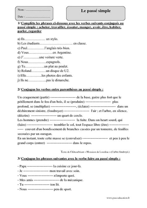 De nombreux exercices de cm1 sont aussi fournis sur exercices.fr avec une correction et de différents niveaux de difficulté. Passé simple - Cm1 - Exercices avec correction - Pass ...