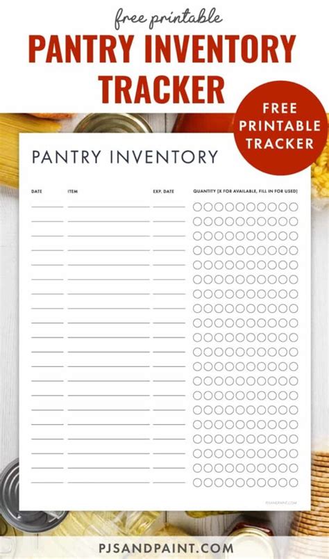 Free Printable Pantry Inventory Tracker Pjs And Paint Fillable Form