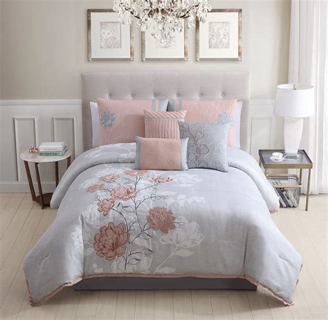 Quality And Comfort Queen Size Comforter Set Rose Damask Bedskirt