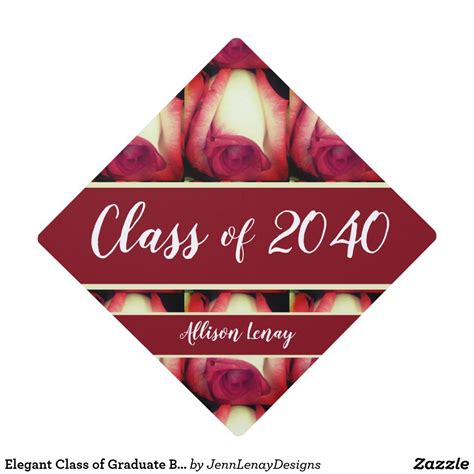 Elegant Class Of Graduate Burgundy Floral Graduation Cap Topper
