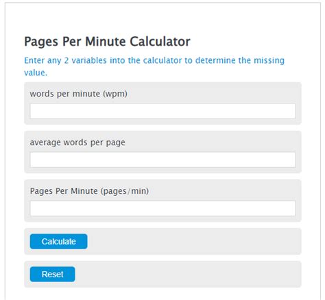 Pages Per Minute Calculator Calculator Academy
