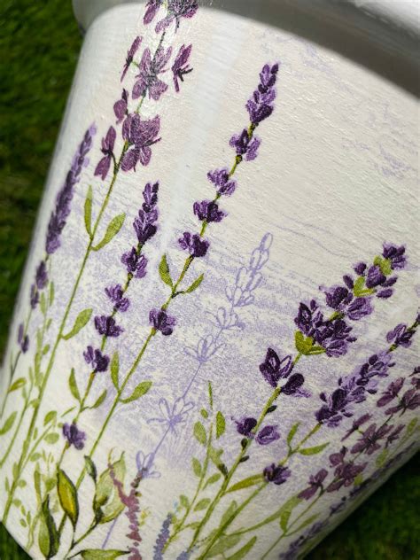 Lavender Decoupaged Plant Pot Purple Garden Flower Pot Etsy