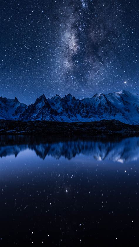 Milky Way Wallpaper 4k Starry Sky Night Mountains Lake Reflection