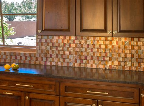Copper tiles for dream house project. Kitchen by Statements Copper Quartzite and amber colored ...