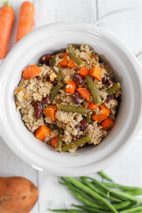 Easy Slow Cooker Dog Food With Ground Turkey And Veggies