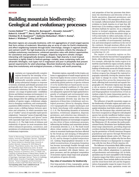 Pdf Building Mountain Biodiversity Geological And Evolutionary Processes