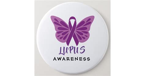 Lupus Awareness Purple Ribbon Butterfly Button Zazzle