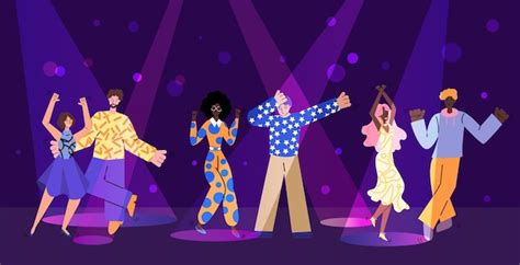 Premium Vector Nightclub Party Scene With Cartoon Characters Illustration