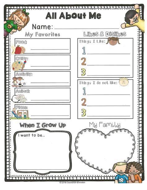 All About Me Worksheets For Preschool