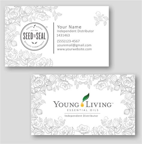 Line Drawing Flowers Young Living Independent Distributor Business Card