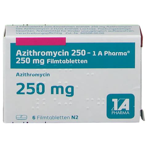 Assessment of azithromycin in combination with other antimalarial drugs against plasmodium falciparum in vitro. AZITHROMYCIN 250 1A Pharma 6 St - shop-apotheke.com