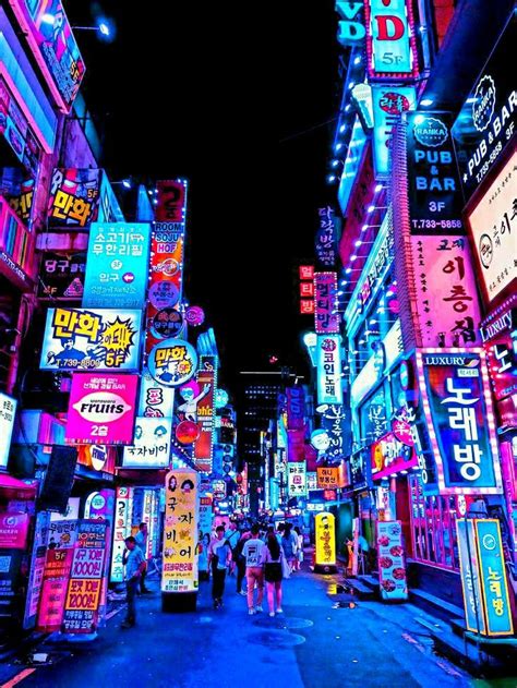 Seoul Night Lights City Wallpaper Cyberpunk City Aesthetic Japan
