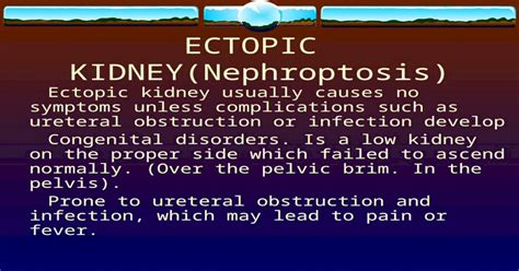 Ectopic Kidneynephroptosis Ectopic Kidney Usually Causes No Symptoms