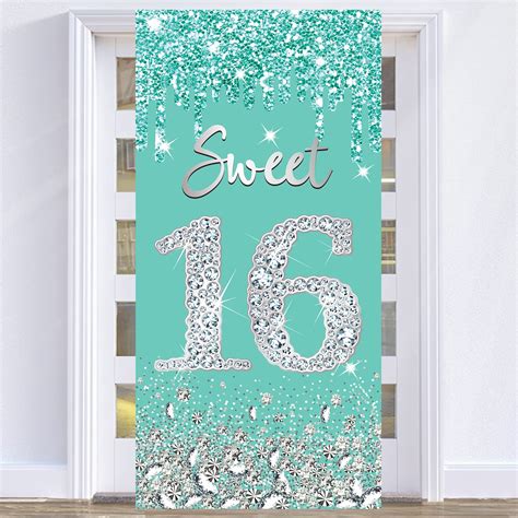 Buy Teal Silver Th Birthday Decorations Door Banner For Girls