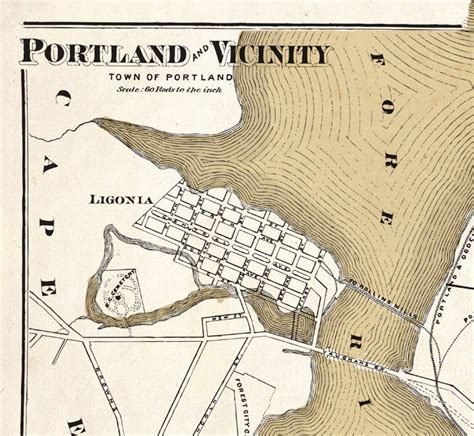 Old Map Of Portland City 1871 Vintage Map Of Portland Vintage Maps