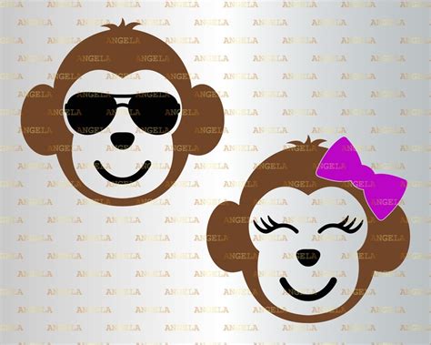 Monkey Face Svg Cute Monkeys Svg Zoo Monkey Girl With Bow Etsy