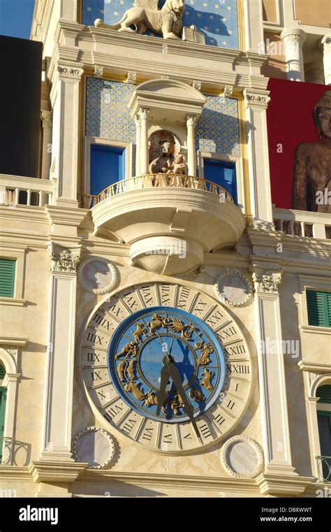 Sunny Portrait Blue Clock Ornate Facade Stmarks Square Clock Tower