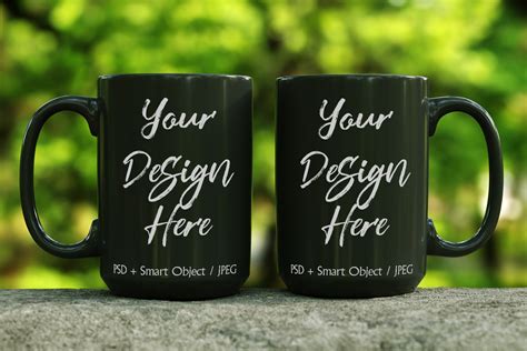 Two Mug Mockup 15oz Mugs Mock Up Black Coffee Mug Mockup Etsy