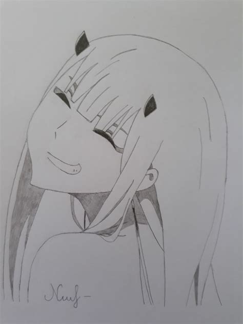 Darling In The Franxx Zero Two Pencil Drawing Drawings Darling In