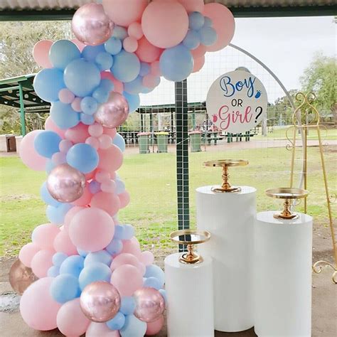 Pastel Gender Reveal Balloon Garland Kit Rose Gold Blue And Etsy