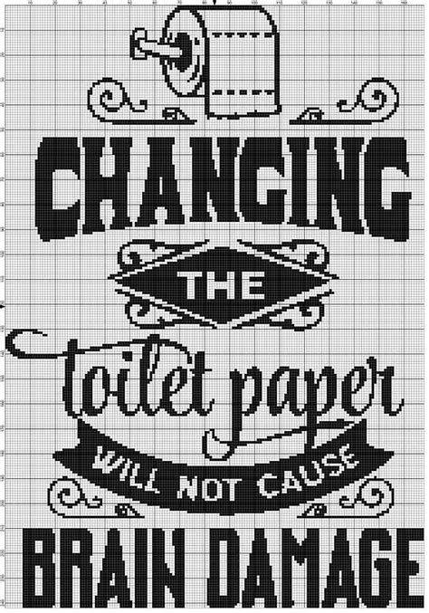 14 count white cotton fabric for cross stitch. Changing the toilet paper Counted Cross Stitch Pattern ...