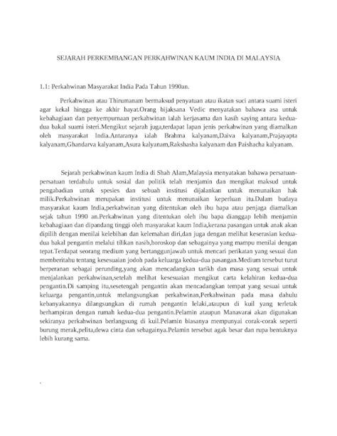 Docx Sejarah Perkembangan Perkahwinan Kaum India Di Malaysia