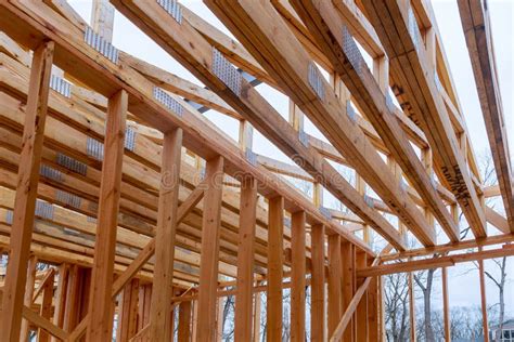 Interior Framing Of New House Under Construction Stock Photo Image Of
