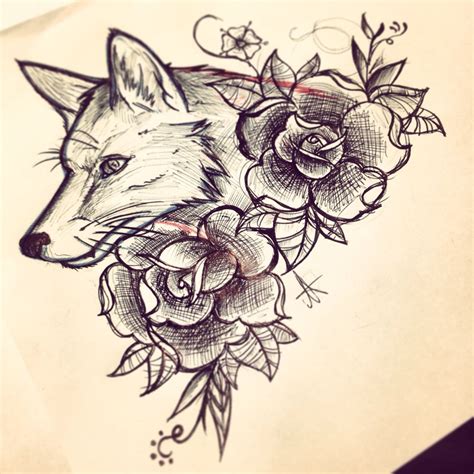 Fox And Roses Tattoo Design Fox Tattoo Fox Tattoo Design Fox Tattoo