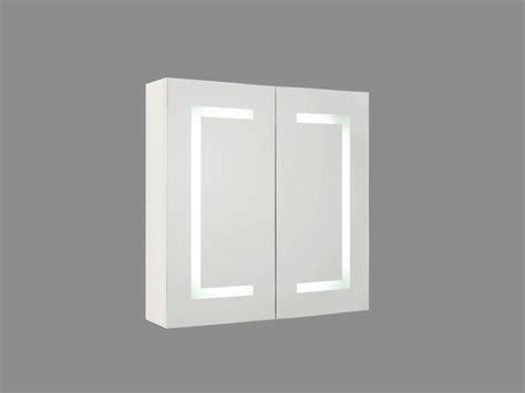 Bathroom Wall Mounted Mirror Cabinet With Led White 60 X 60 Cm