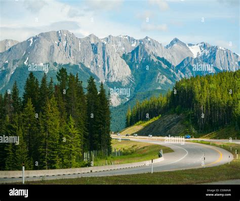The Trans Canada Highway 1 In Banff National Park Alberta Canada Stock