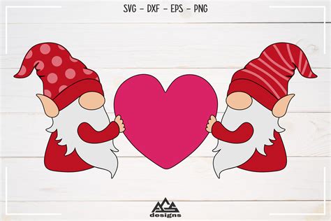 Gnome Valentine Heart Love Svg Design By AgsDesign | TheHungryJPEG.com