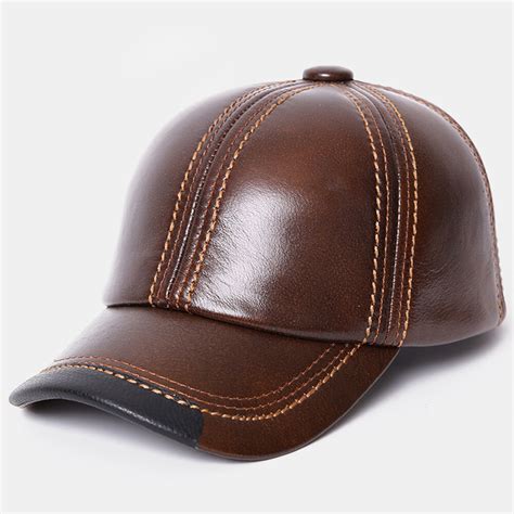 Men Vintage Genuine Leather Outdoor Baseball Caps Windproof Caps - US$43.75