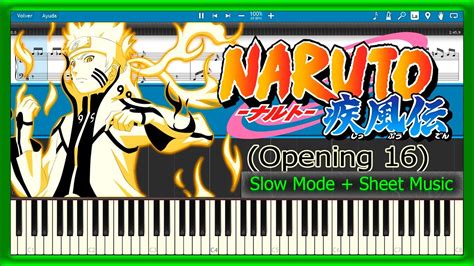 Naruto Shippuden Opening 16 ⚡ Slow Sheet Music Piano Tutorial 🎹