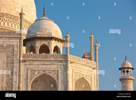 The Taj Mahal Mausoleum Western View Detail Uttar Pradesh India Stock