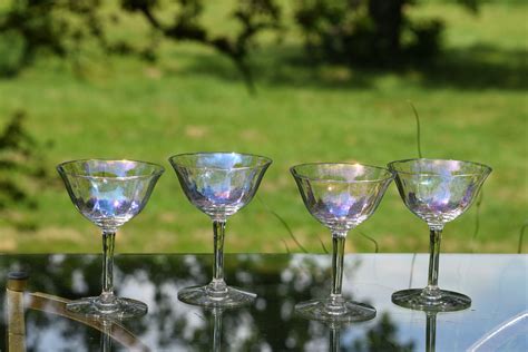Vintage Iridescent Optic Cocktail Martini Glasses Set Of 4 Vintage Champagne Glasses Summer