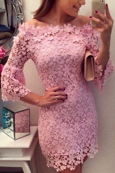 [29 off] 2021 slash neck off the shoulder floral lace dress in pink zaful