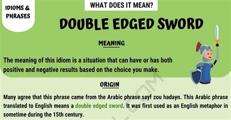 Definitions, usage examples and translations inside. Double Edged Sword: What Does It Mean? With Useful ...
