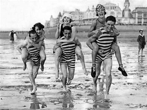 Striped Bathing Suits The Favorite Swimwear Of Men In The Early 20th