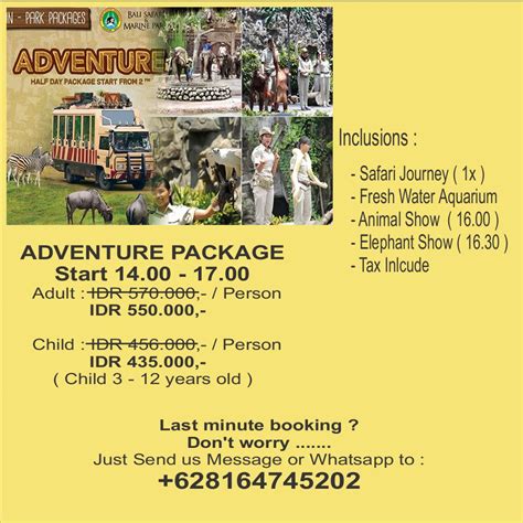 Over the years, the park area was rapidly evolved and modernized; Bali Activity Discount Bali Safari and Marine Park Tickets ...