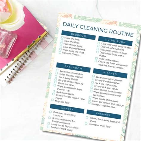 Easy Daily Cleaning Routine Free Printable Clean Eating With Kids