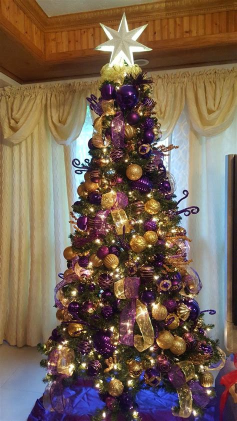Purple And Gold Xmas Tree Decoracion Navidad Decoración De Unas Navidad