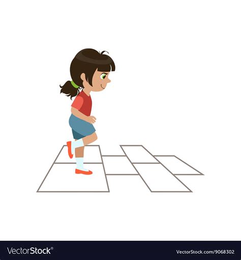 Girl Playing Hopscotch Royalty Free Vector Image