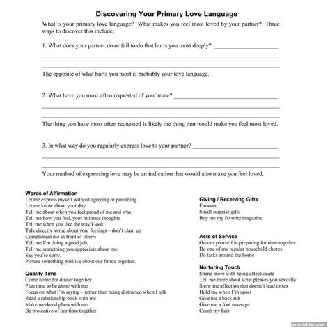 Printable 5 Love Languages Worksheet Printable Word Searches