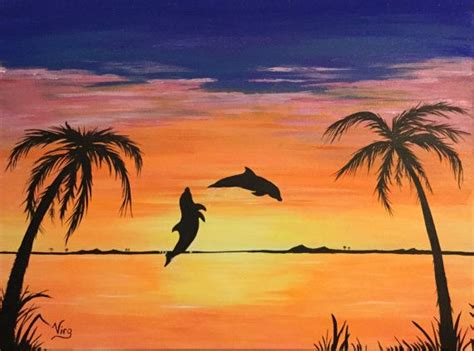 Dolphin Easy Beach Scenery Drawing