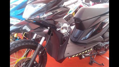 Honda beat modify with white paint airbrush with big tyre style for comfort in highway high speed. Gambar Modif Motor Beat Karbu Jadi Trail 2019 | Modifbiker