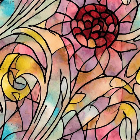 Swirls And Flowers Stained Glass Panel · Creative Fabrica