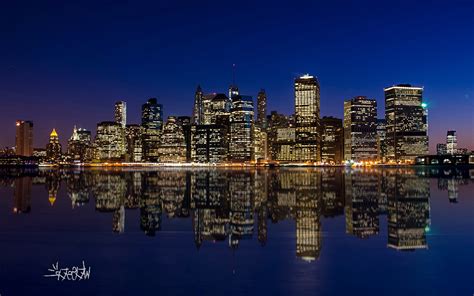 Manhattan Night Skyline Hd World 4k Wallpapers Images Backgrounds